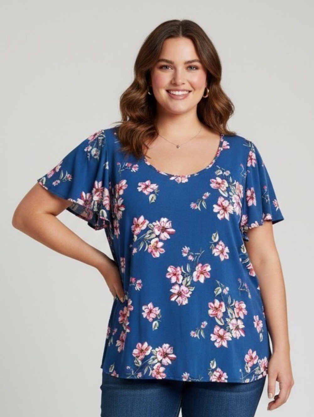 torrid Blue Floral Scoop-Neck Tunic